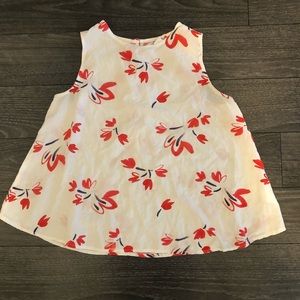 White and red flower blouse top